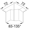 Внутренний угол HAGER изменяемый 83-135град. SL new, для профиля 20х55мм, 